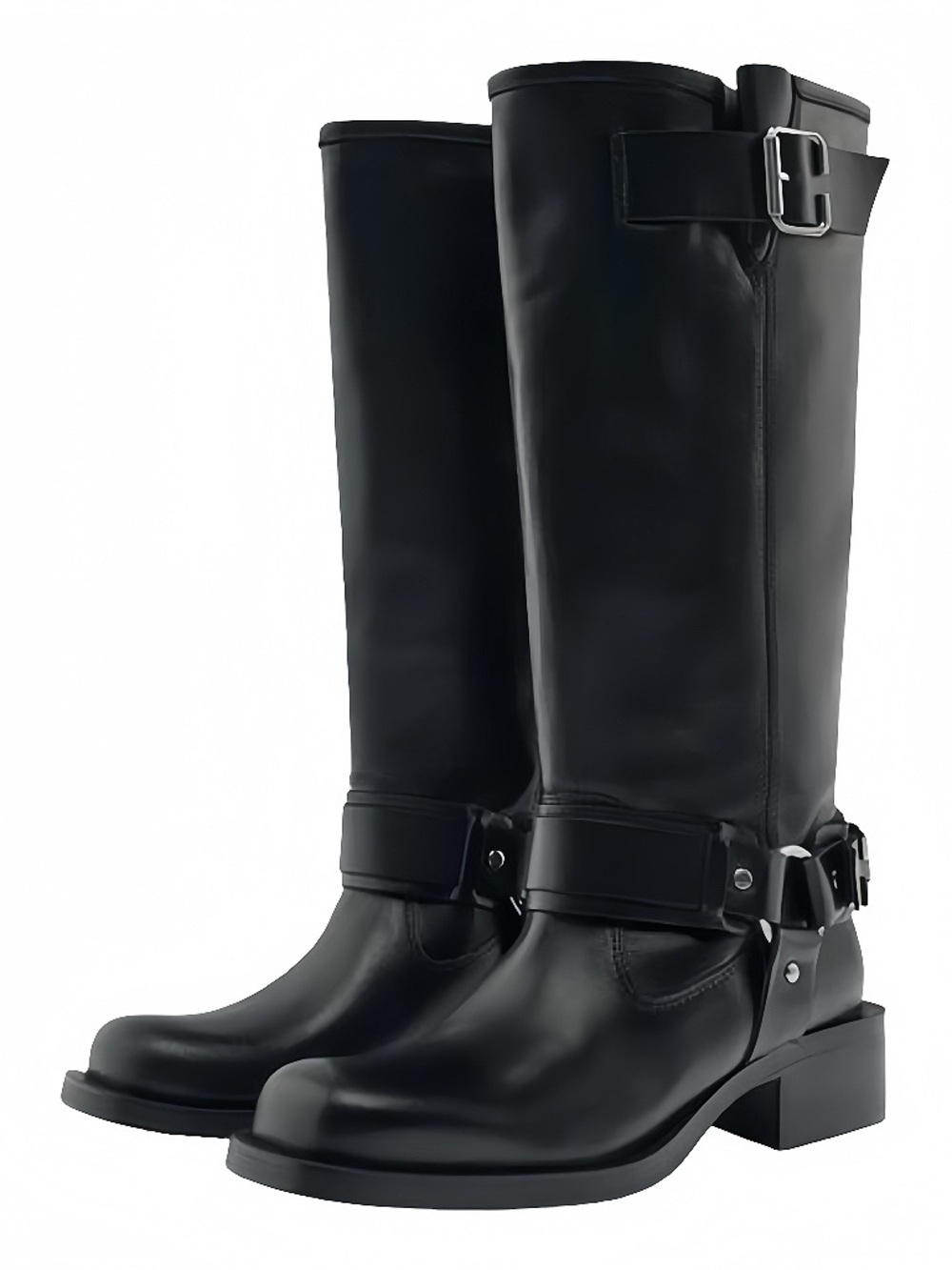 Zara Leather Knee-High Biker Boots